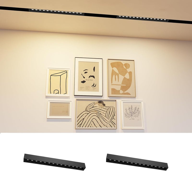 SCON 15W Adjustable CCT Linear LED Spotlight Lamp Head, 24V Magnetic Track Head, 3 CCT for Recessed/Ceiling Track Lighting Systems, Track Lighting Fixture for Kitchen Living Room Office, 2 Pack - Image 1